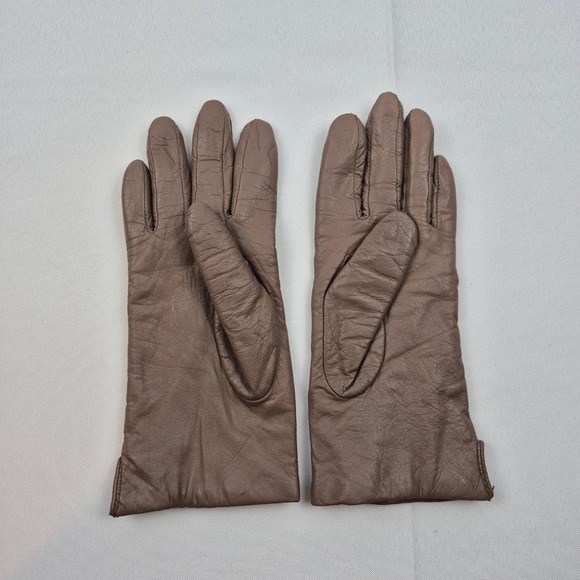 Fownes Genuine Leather Gloves Women's Size 6 1/2 Lined Taupe Brown Vtg - Picture 6 of 7